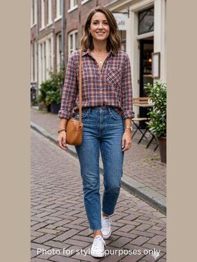 Market & Spruce Pink and Black Plaid Shirt